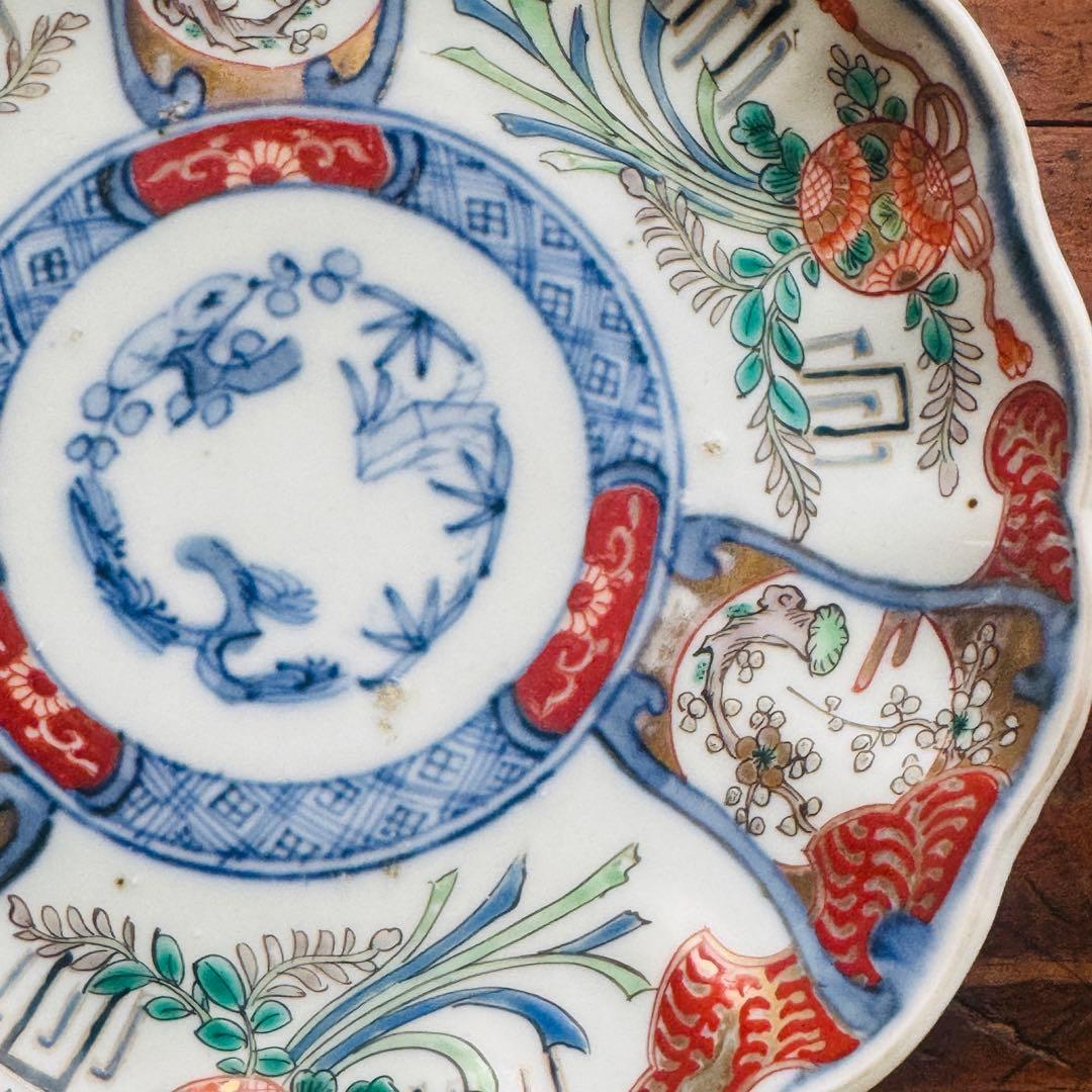 みゆ様　ご確認用　２枚　骨董皿　伊万里　アンティーク皿　金彩色絵草化文一枚 和食