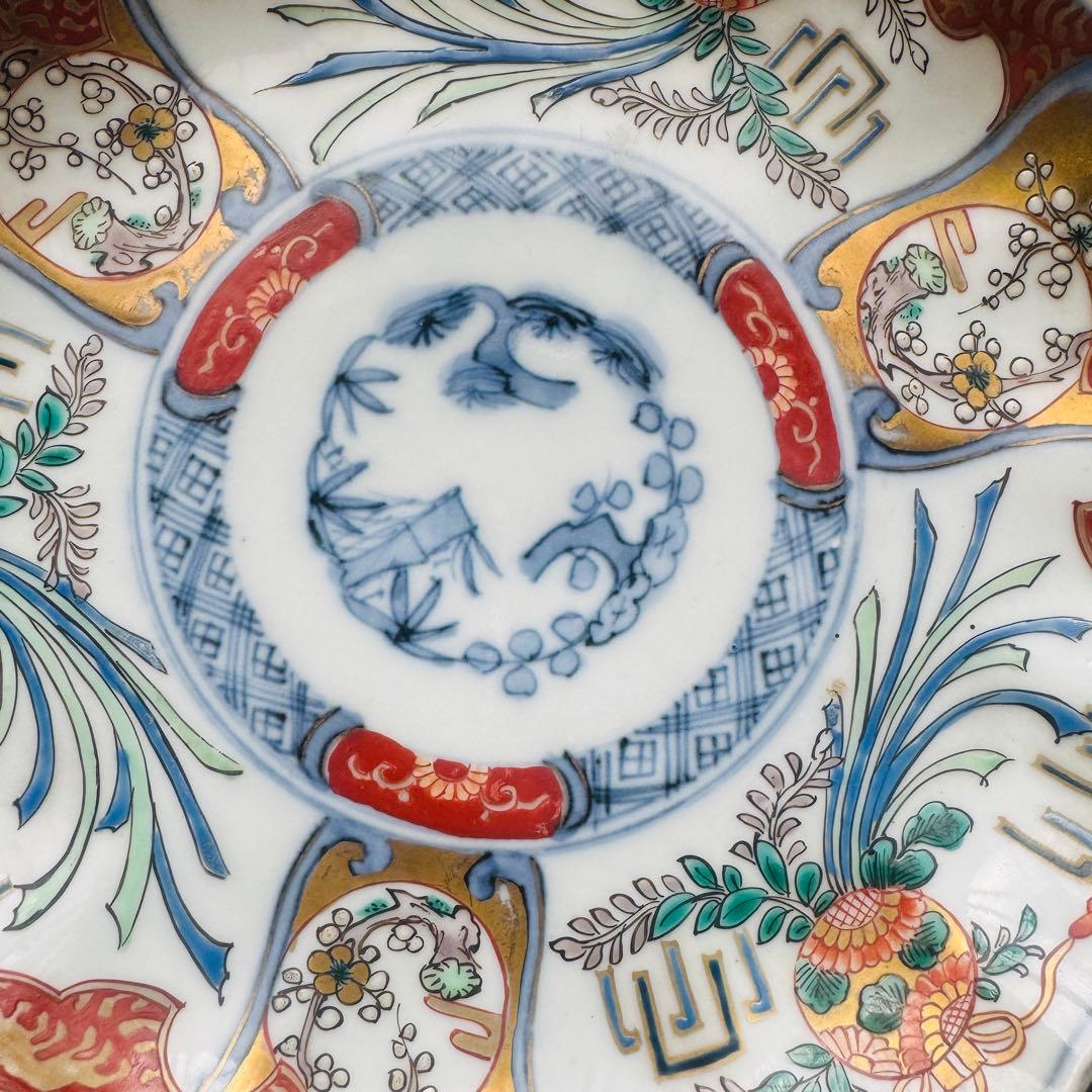 みゆ様　ご確認用　２枚　骨董皿　伊万里　アンティーク皿　金彩色絵草化文一枚 和食