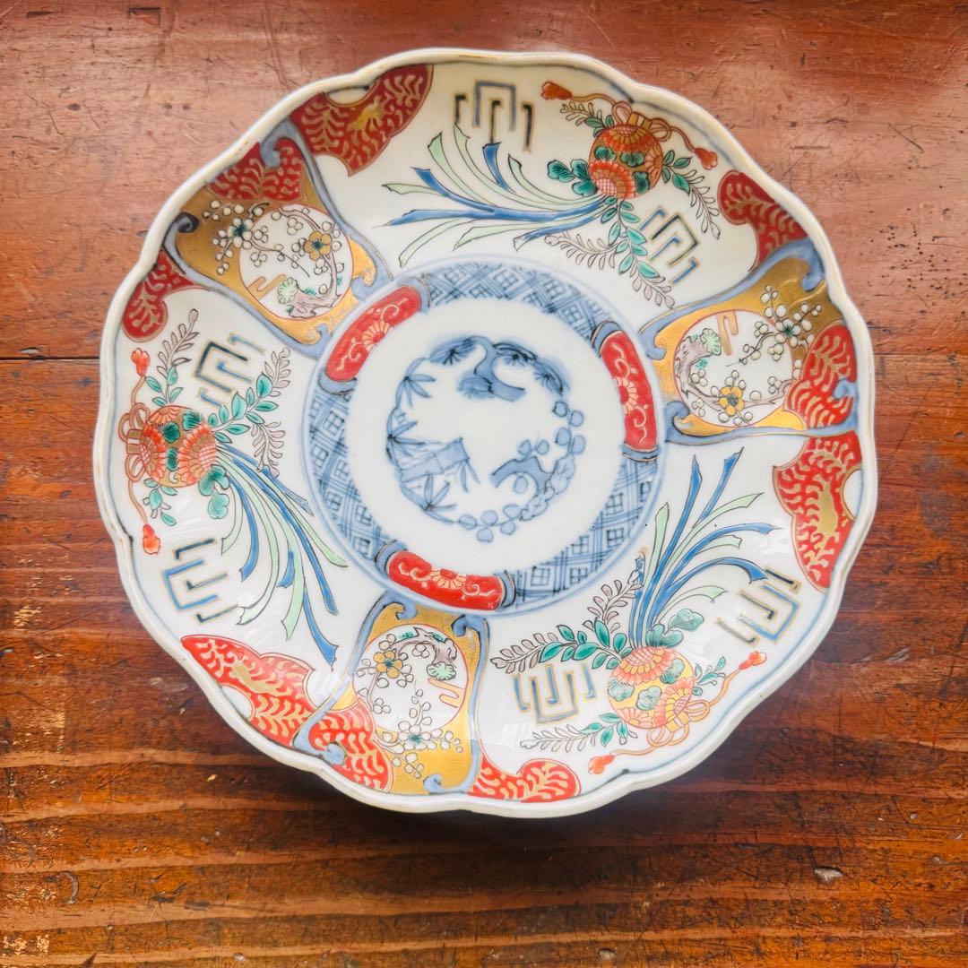 みゆ様　ご確認用　２枚　骨董皿　伊万里　アンティーク皿　金彩色絵草化文一枚 和食