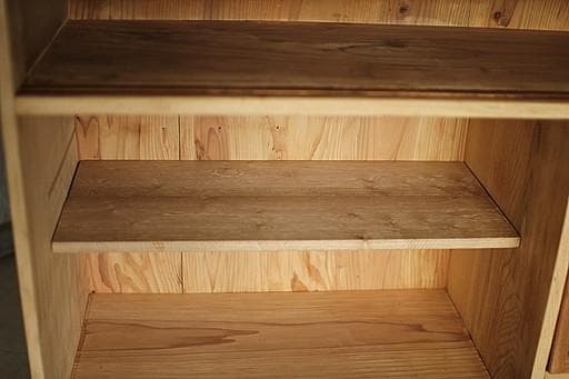 古い木枠のガラス戸棚　木製引き出し6杯　食器棚　本棚　キャビネット　古家具