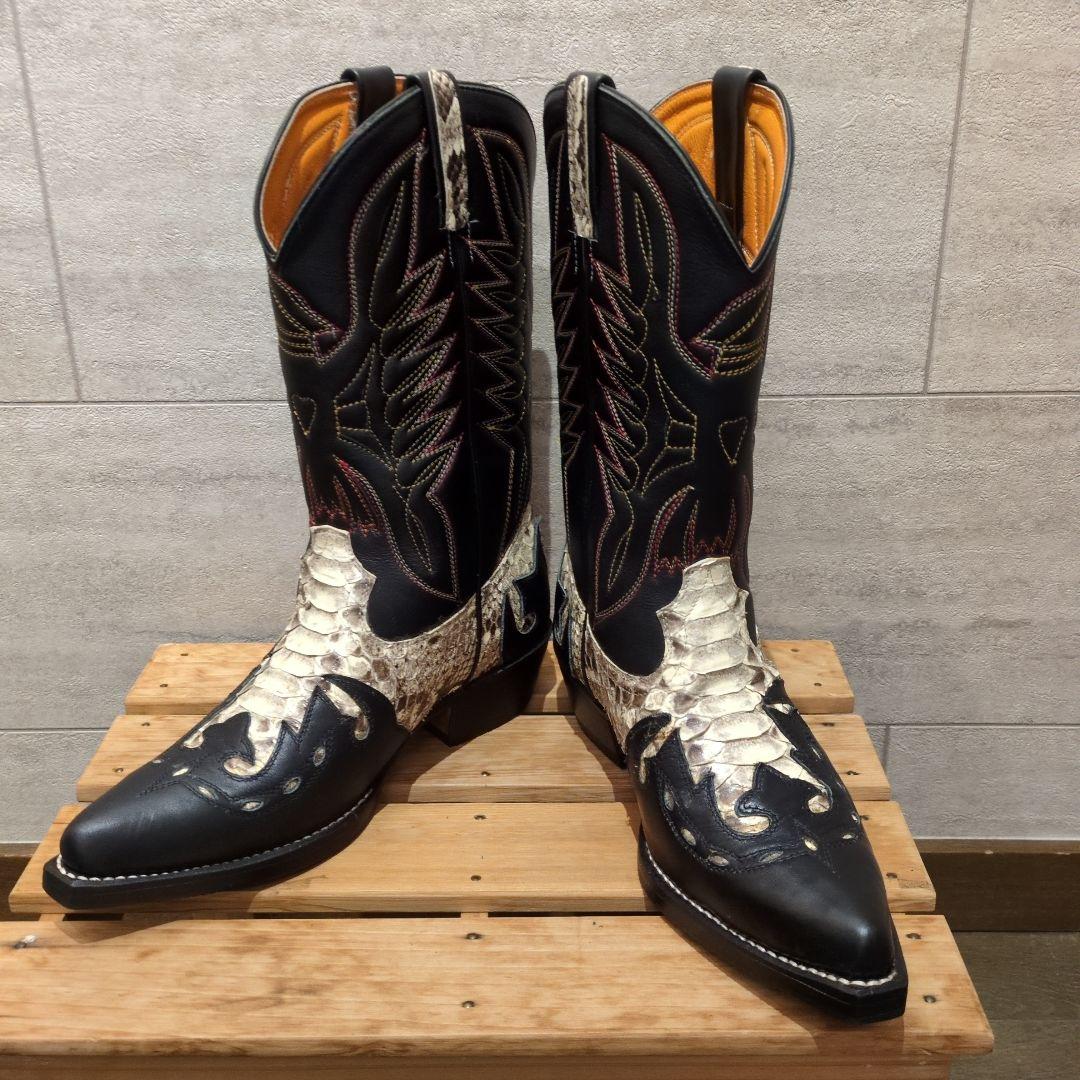 オーダーメイドパイソンレザーウエスタンブーツ 　 25.5cmEEE