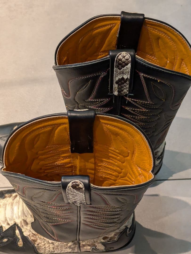 オーダーメイドパイソンレザーウエスタンブーツ 　 25.5cmEEE