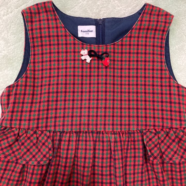 ファミリア 110 ジャンパースカート ワンピース チェック　定番　赤　人気