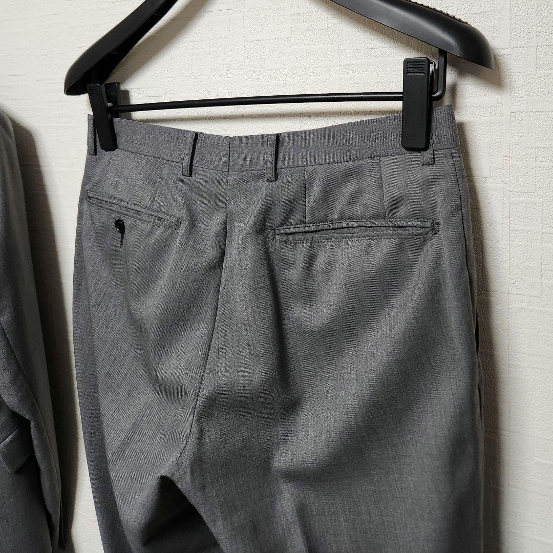 スーツセレクト　メンズ　スーツ　グレー　無地　スキニー　ウール混　美品