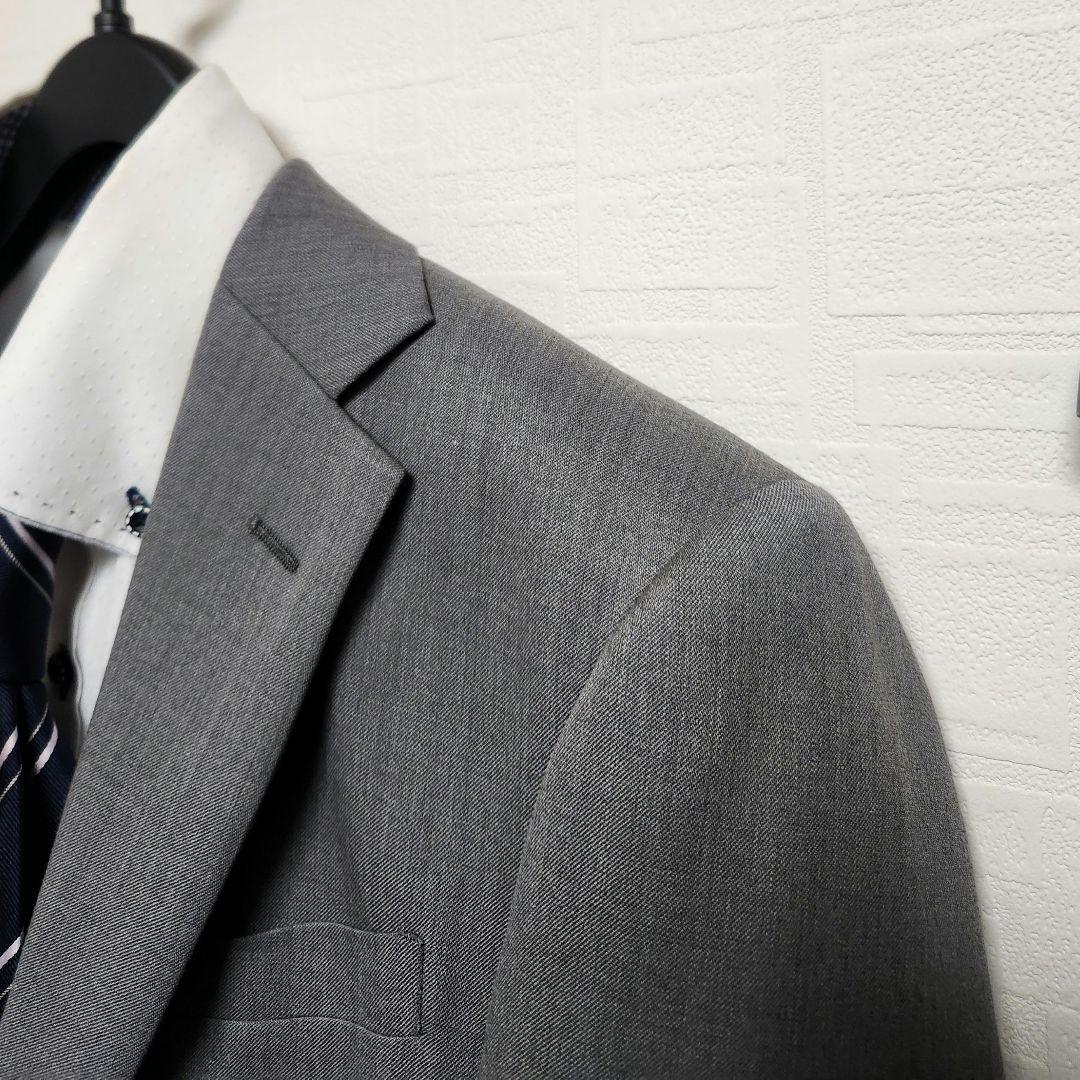 スーツセレクト　メンズ　スーツ　グレー　無地　スキニー　ウール混　美品