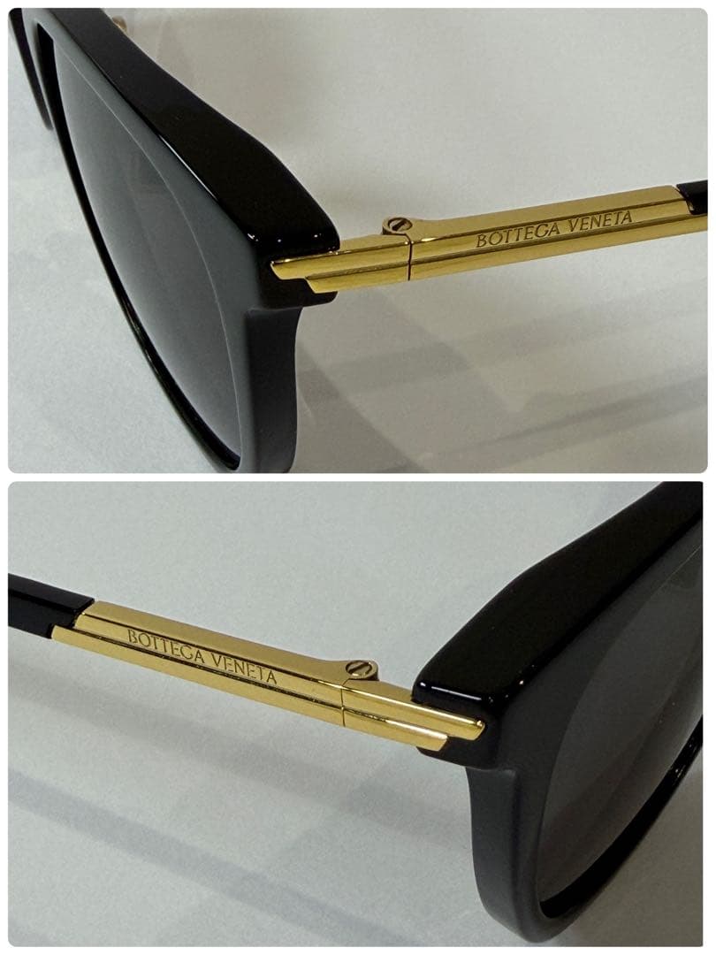 【極美品】ボッテガヴェネタ BV1298SA ウェリントン型サングラス 黒/金