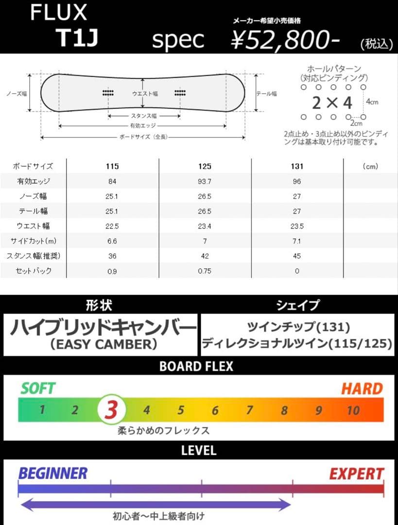 キッズスノーボードFLUX T1J 125cm