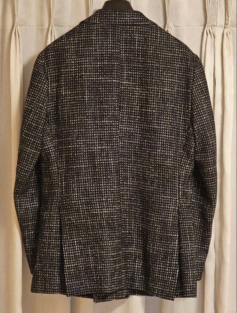 【美品】canonico tweedダブルブレストジャケット 濃紺×グレー