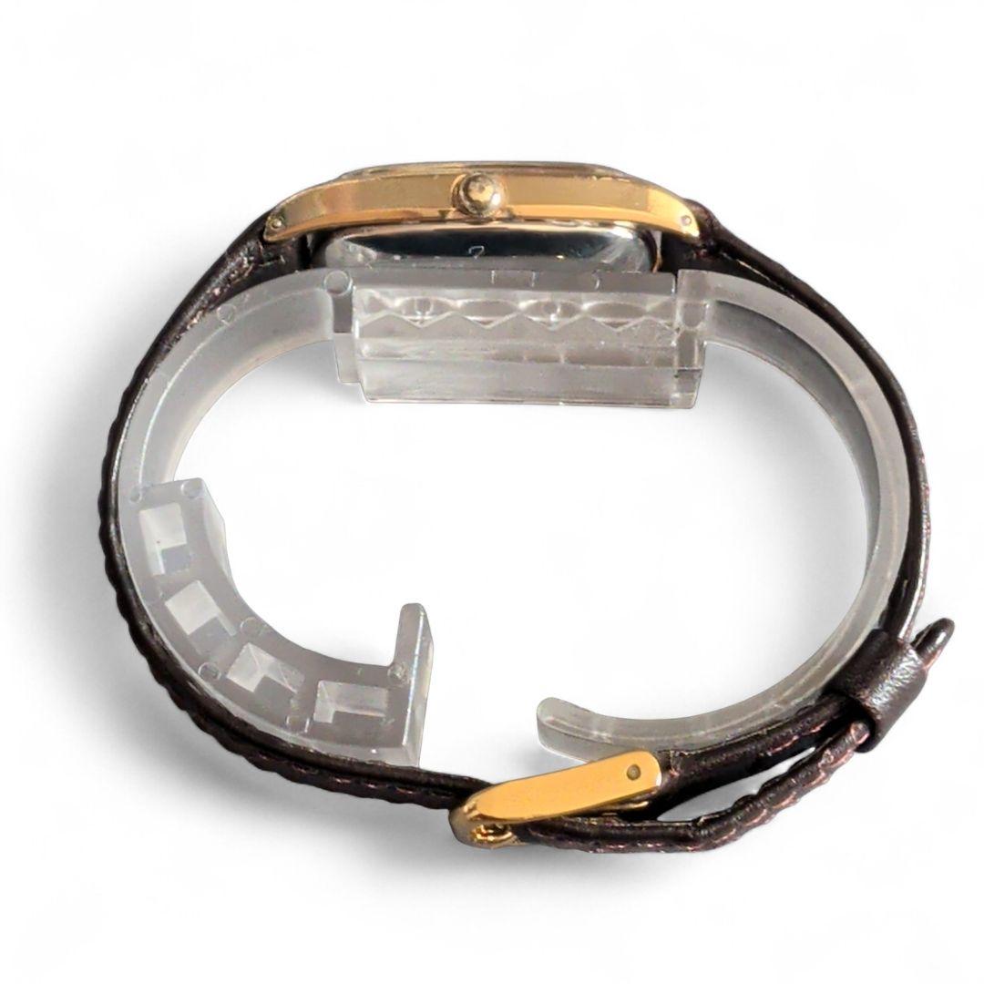 【稼働品・電池交換済】セイコー シャリオ レクタンギュラー 金ベゼル