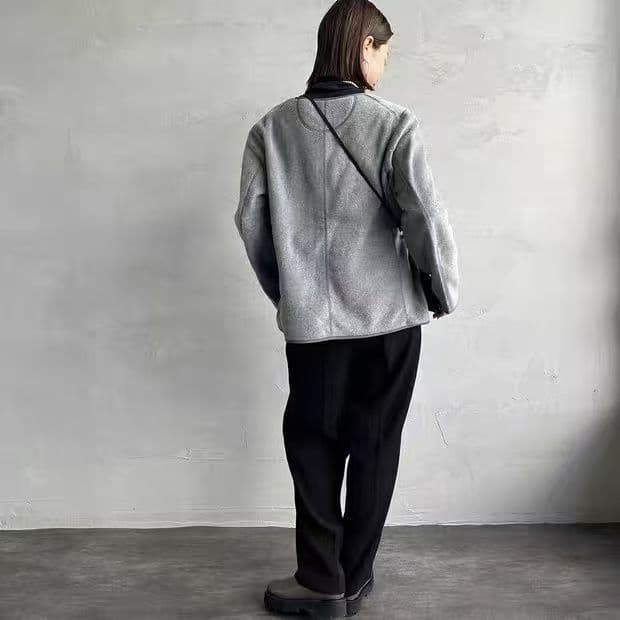 未使用品、ダントン フリースノーカラージャケット グレー38