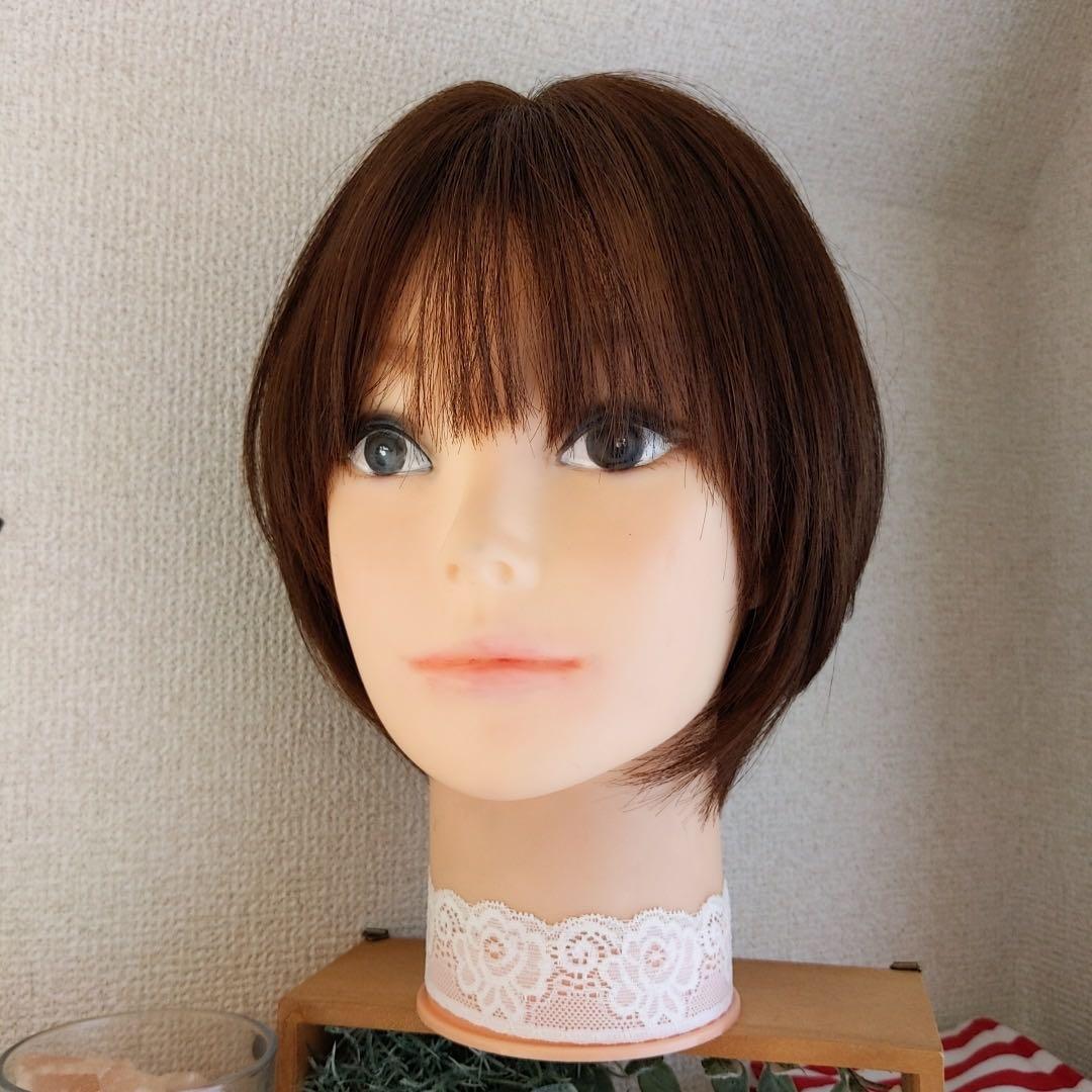 ★サラサラ高級人毛100%★ショート　ブラウン　フルウイッグ　かわいいかつら