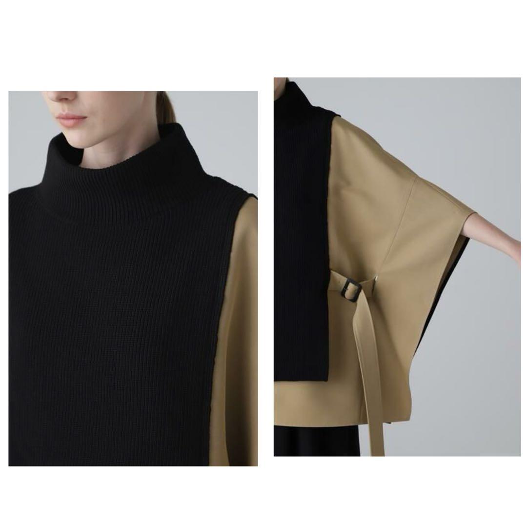 美品✨　アドーア ADORE ニットドッキングドライチノ ポンチョ キャメル