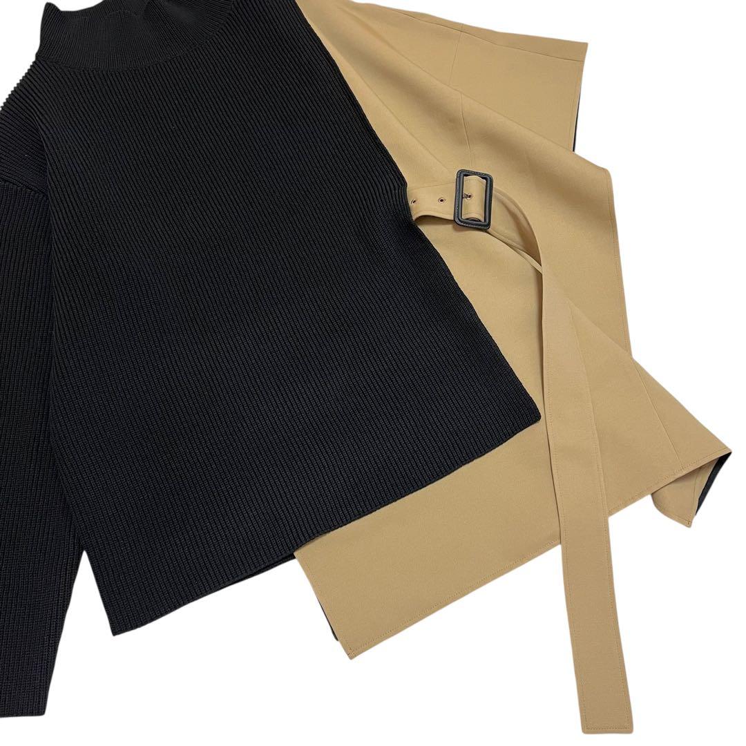 美品✨　アドーア ADORE ニットドッキングドライチノ ポンチョ キャメル