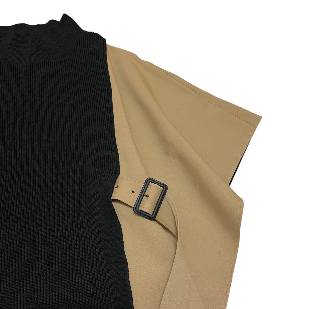 美品✨　アドーア ADORE ニットドッキングドライチノ ポンチョ キャメル