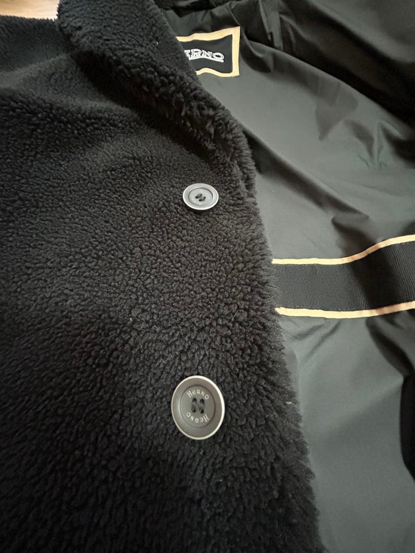 HERNO ヘルノ　テディベア　エコファーコート　ブラック　46