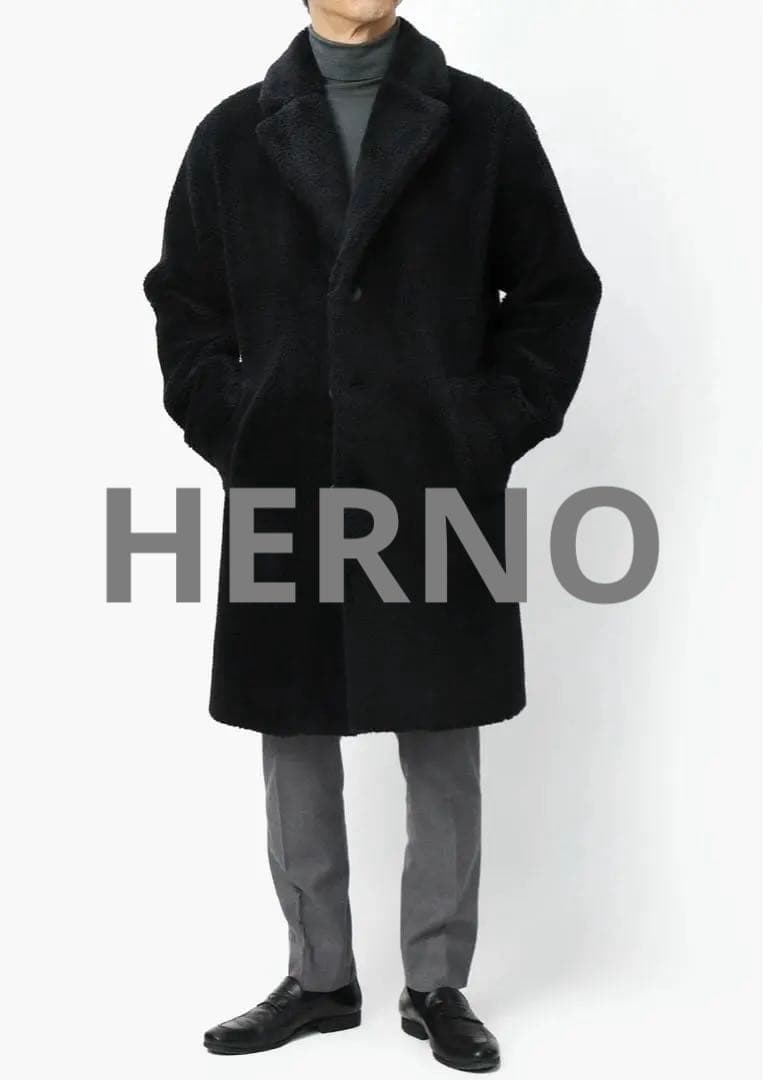 HERNO ヘルノ　テディベア　エコファーコート　ブラック　46
