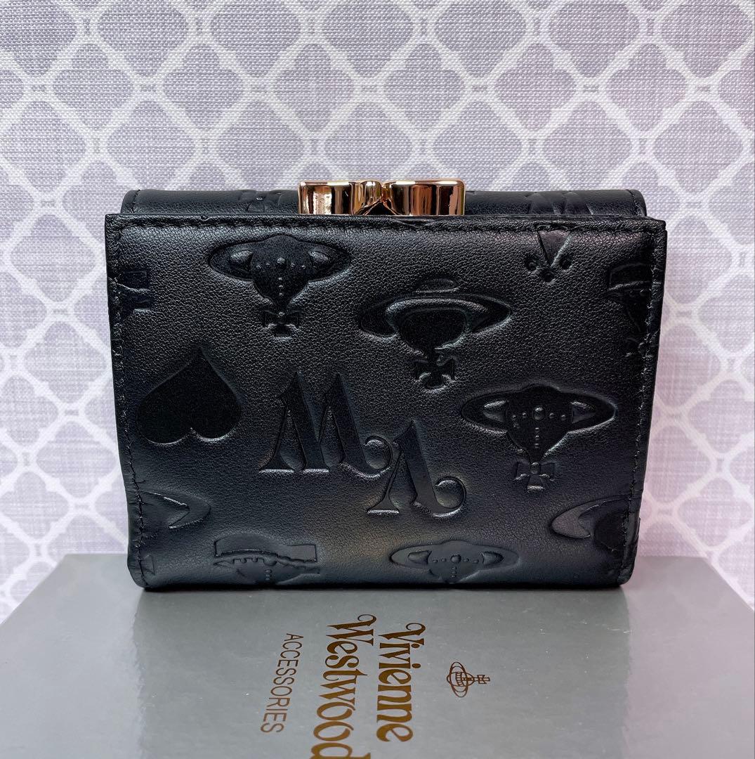 【最新❤︎新品】ヴィヴィアン・ウエストウッド　三折財布 黒マット