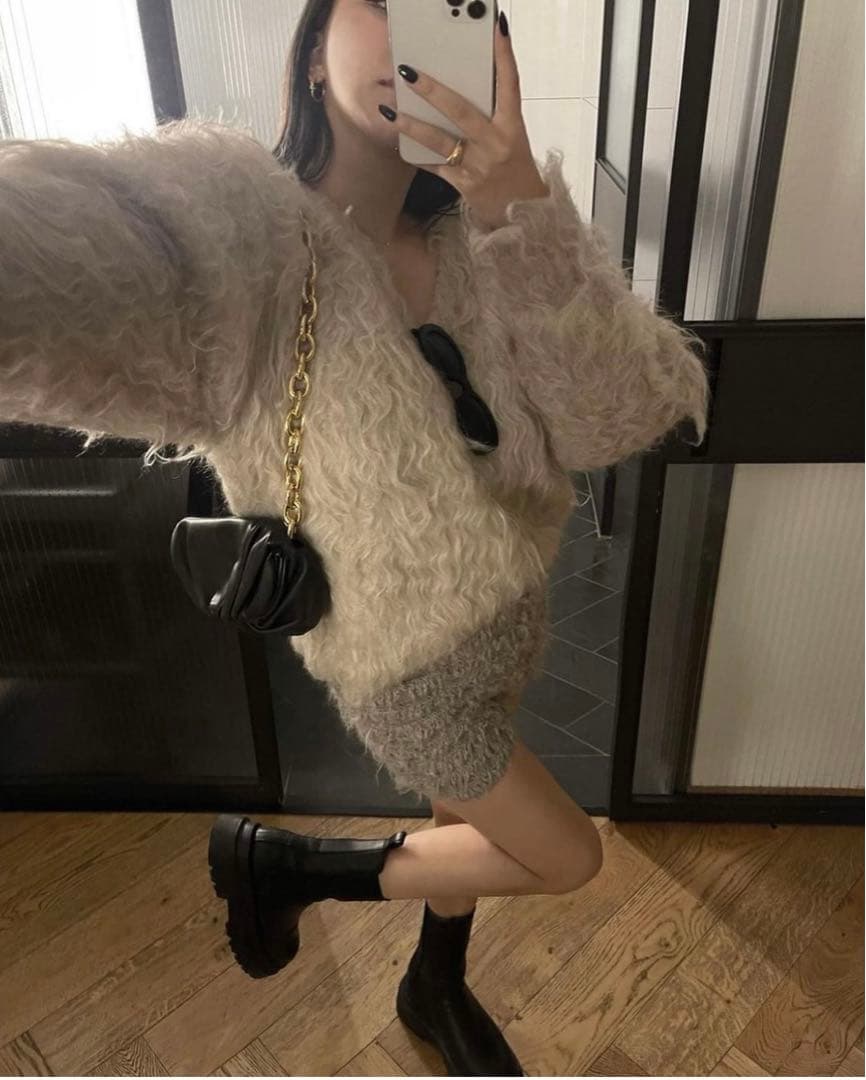 THE TOE シャギーニットショートパンツ　graybeige