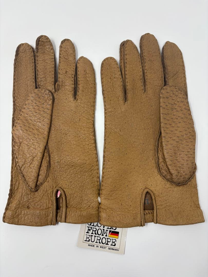 【新品未使用】西ドイツ製 ペッカリー革 手袋 ベージュ レザー タグ付き
