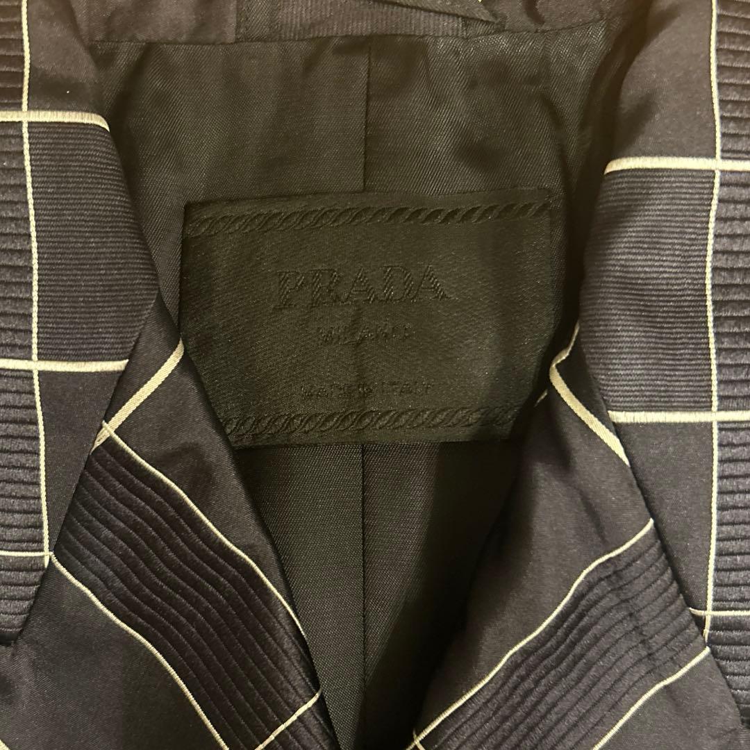 Prada チェック柄ダブルブレストコート