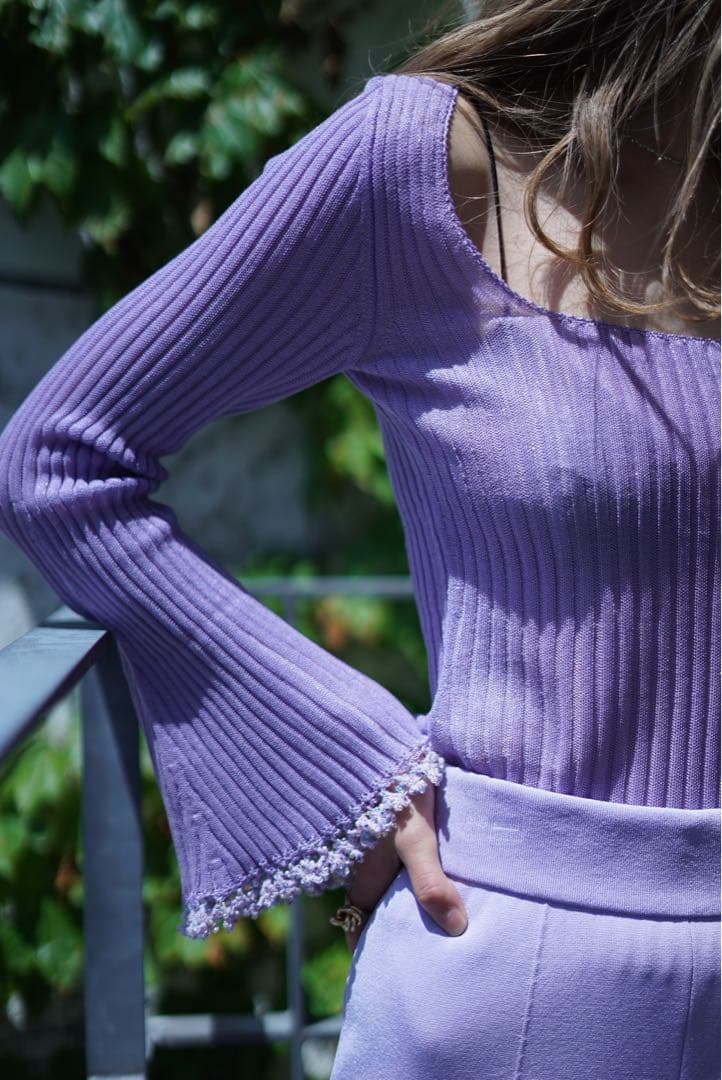 Mame Kurogouchi ビーズフレアスリーブニット