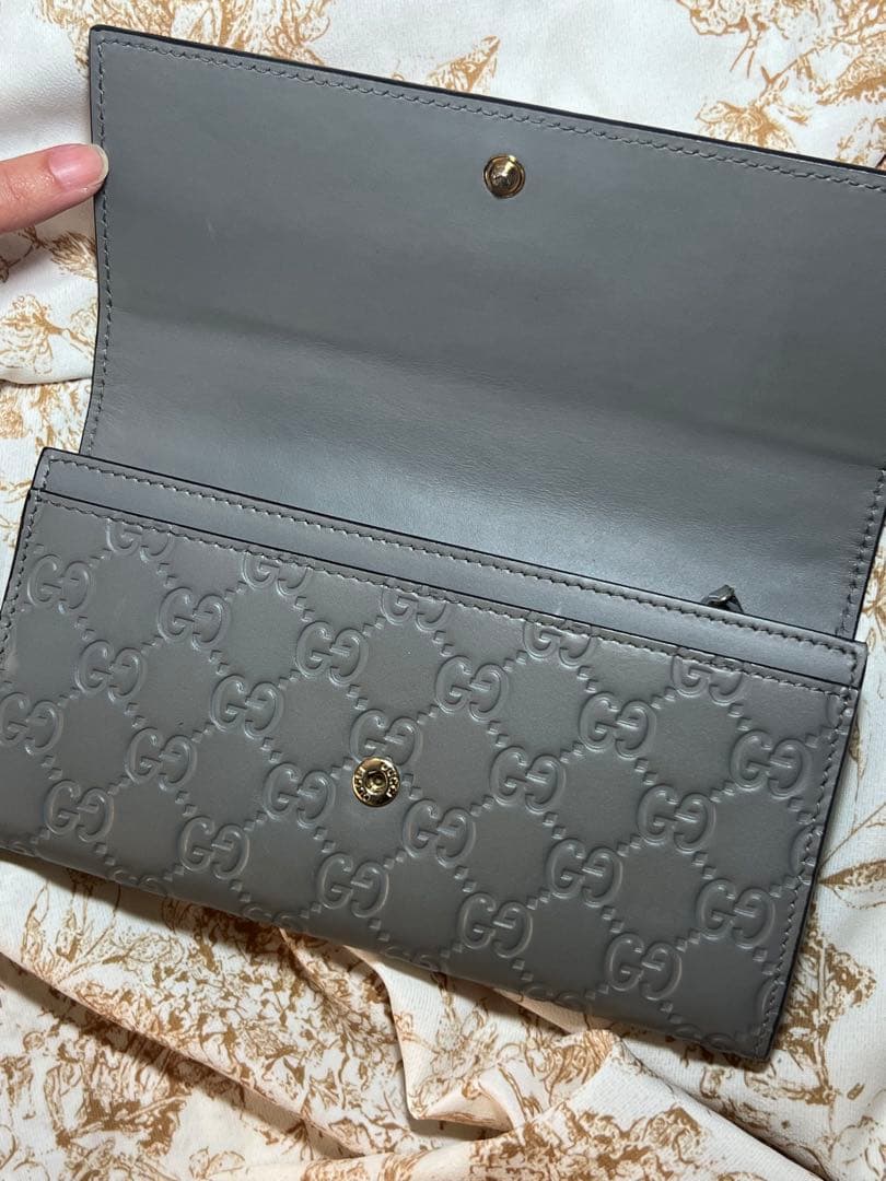 GUCCI 長財布　バイカラー ピンク/グレー