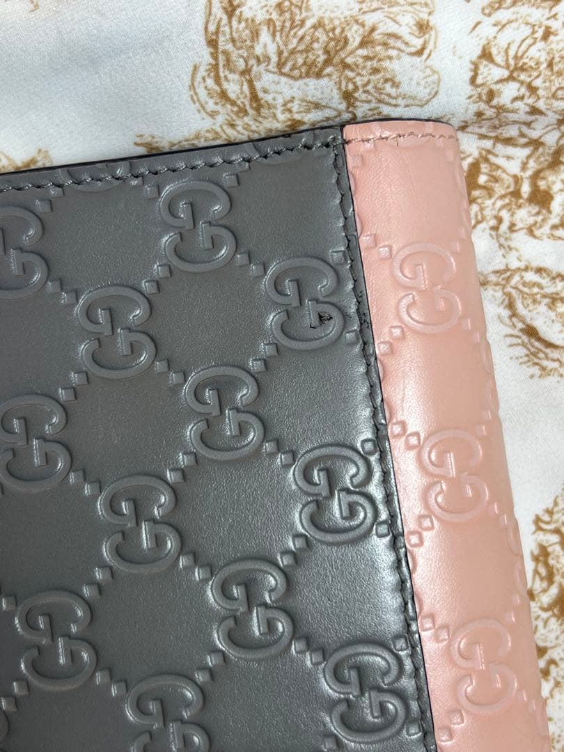 GUCCI 長財布　バイカラー ピンク/グレー