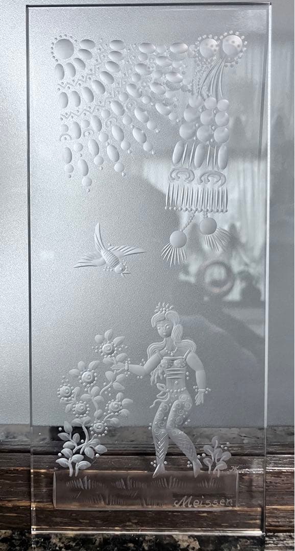 マイセンクリスタル:【希少】クリスタル彫刻壁掛け