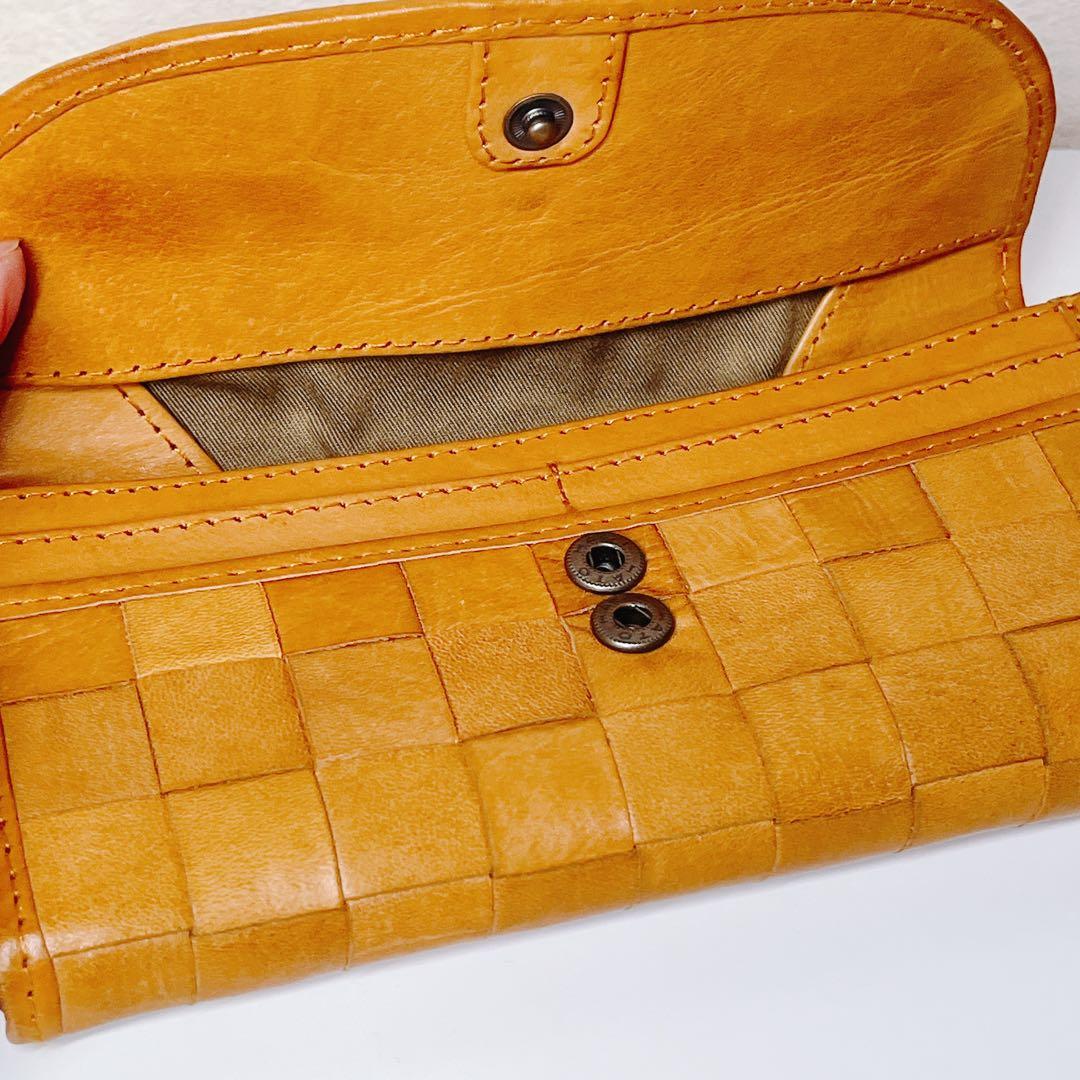 未使用 ズッケロフィラート ブラウン 編み込み長財布 ナチュラル 大容量 定番