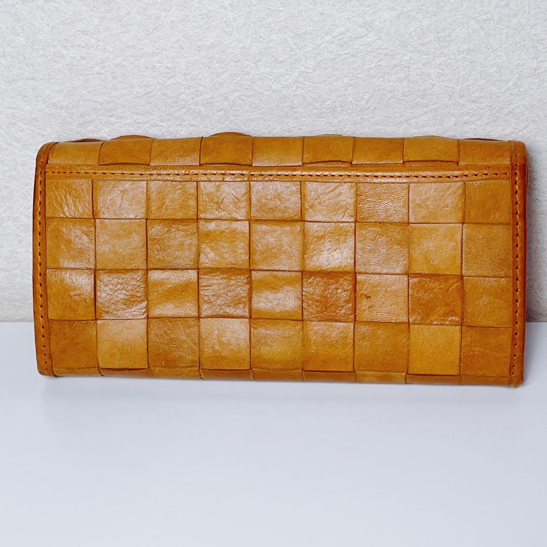 未使用 ズッケロフィラート ブラウン 編み込み長財布 ナチュラル 大容量 定番