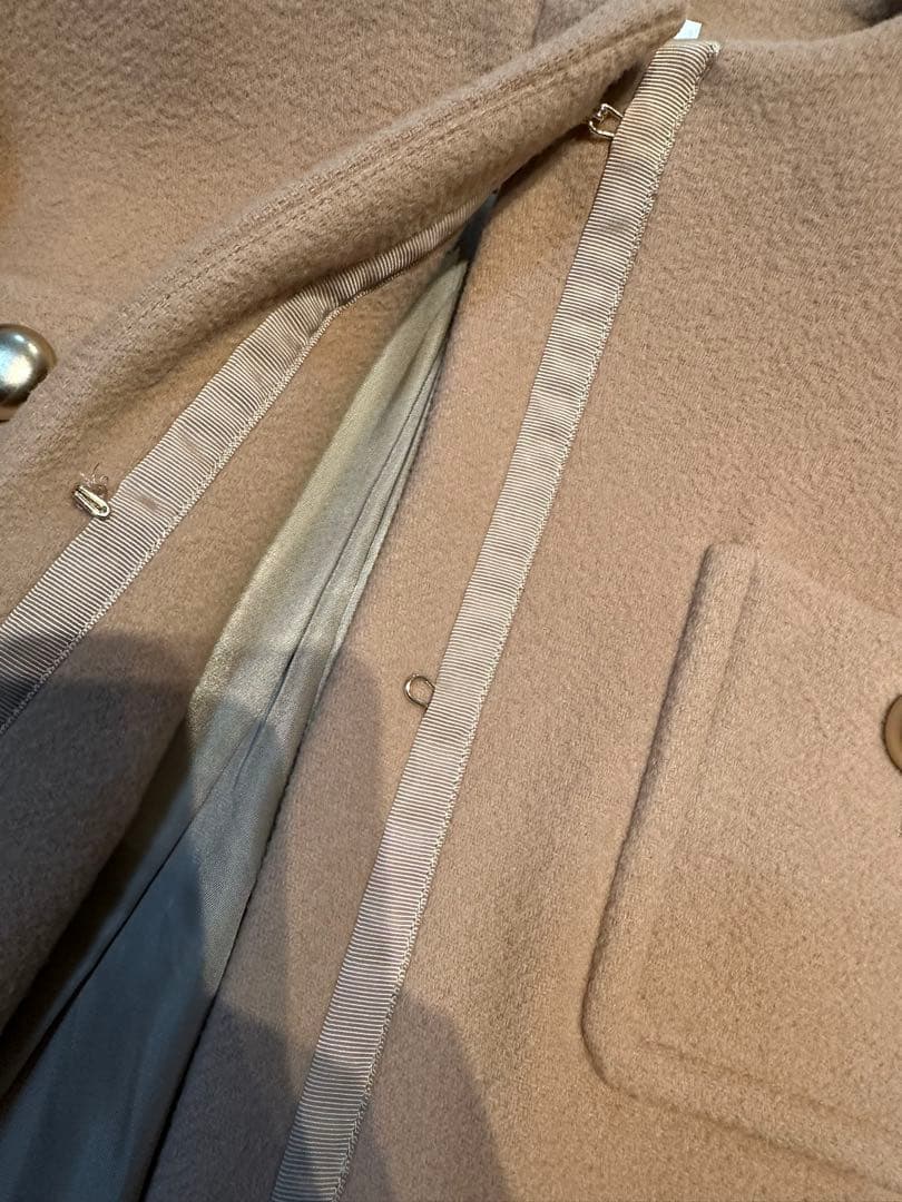 cadune カデュネ　ノーカラーポケットコート　キャメル　完売