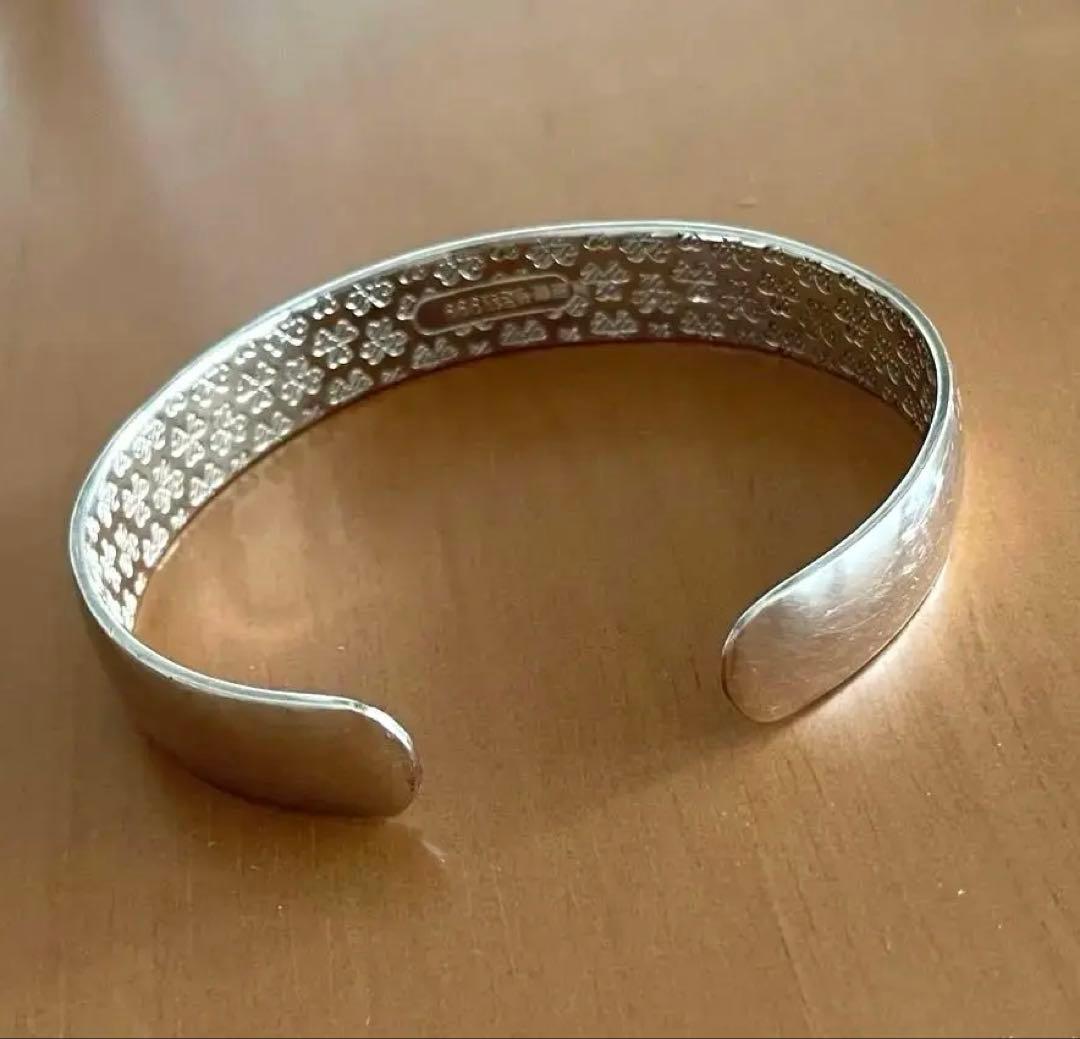 シルバー 花柄 オープンバングル 足银999 重さ41g！再値下げ❗️