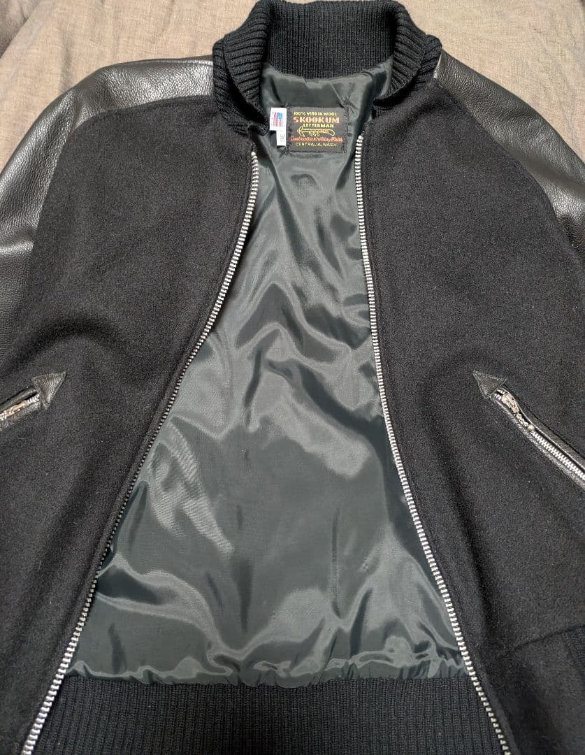 SKOOKUM★スクーカム★別注★サイズ３６★USA製★袖革スタジャン★極美品