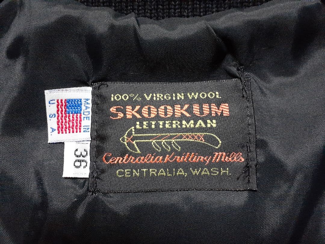 SKOOKUM★スクーカム★別注★サイズ３６★USA製★袖革スタジャン★極美品