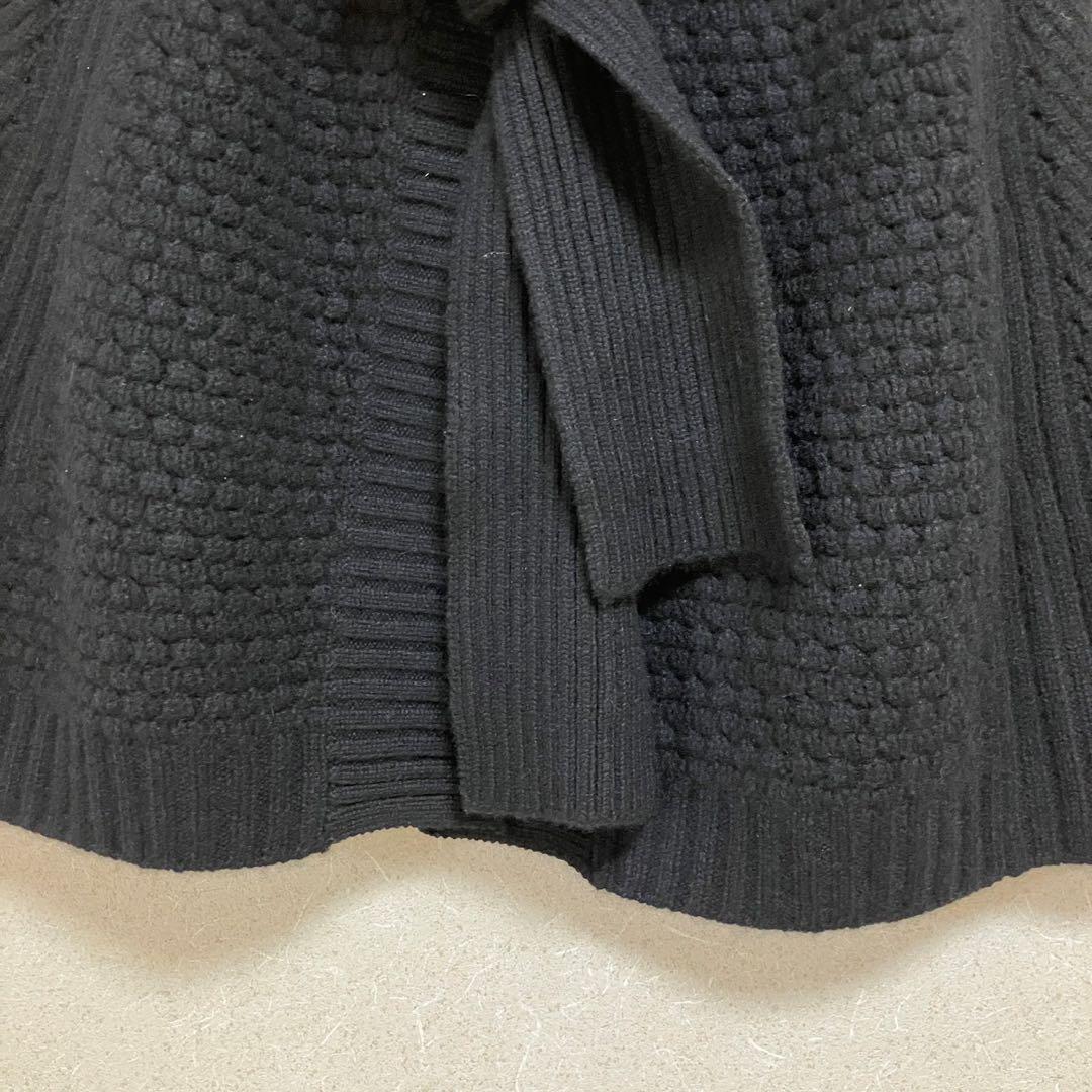 10【三陽商会】カシミヤニットケープ ショールカラー リボン ボウタイ カシミア