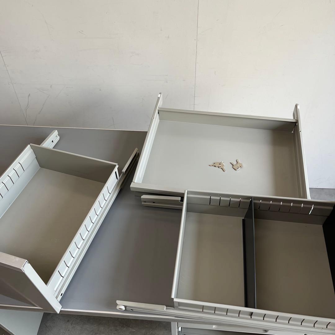 KOKUYO インダストリアル スチール デスク レトロ 両袖机 オフィス 鍵付