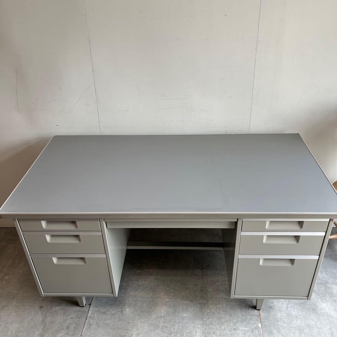 KOKUYO インダストリアル スチール デスク レトロ 両袖机 オフィス 鍵付