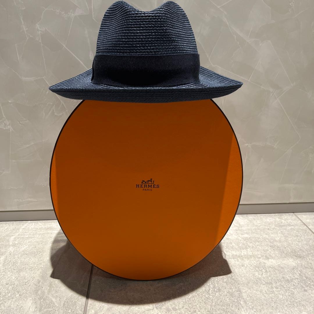 エルメス ネイビー ストローハット