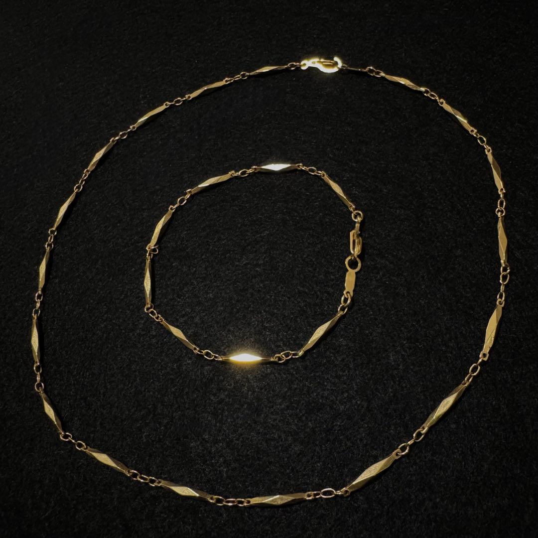 v*o様 切子 アンティークゴールド デザインチェーン ネックレス＆ブレスレット