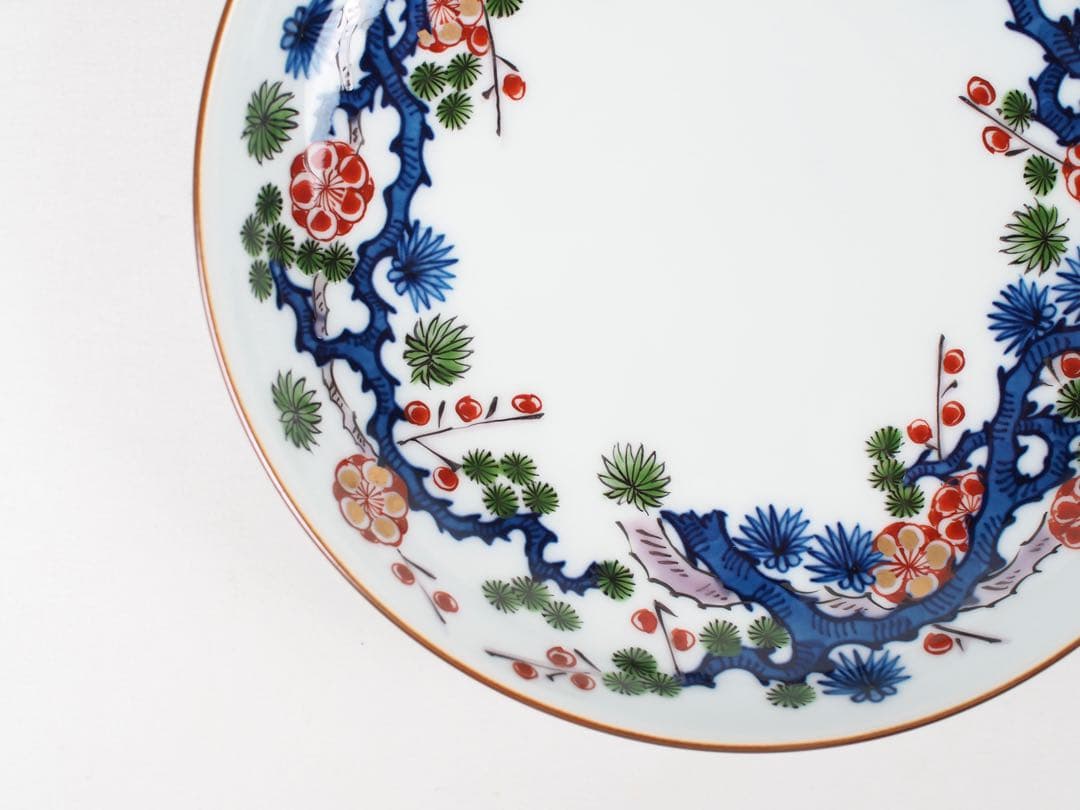 源右衛門窯 染錦松竹梅 皿 5客揃い 銘々皿 取り皿 有田焼 (付属品：共箱)