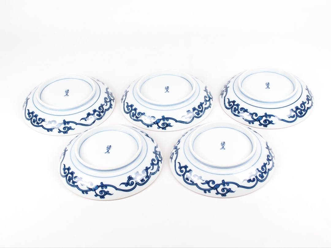 源右衛門窯 染錦松竹梅 皿 5客揃い 銘々皿 取り皿 有田焼 (付属品：共箱)