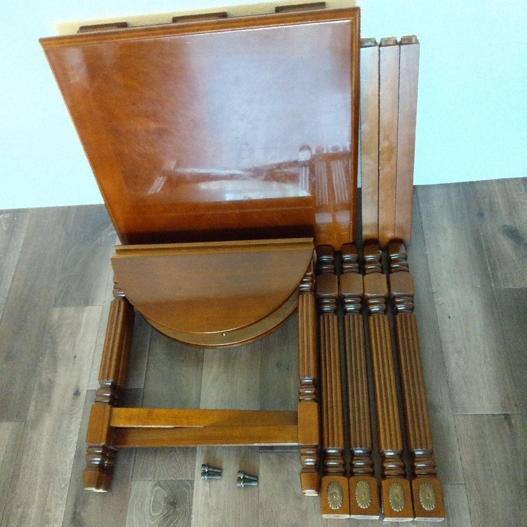 ✩アンティークテーブル ＋折り畳みテーブルセット　ダークブラウン　美品✩