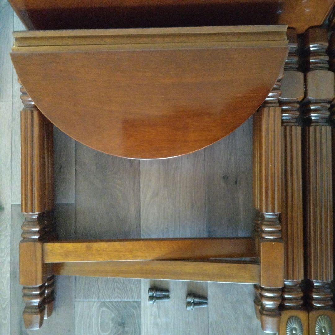 ✩アンティークテーブル ＋折り畳みテーブルセット　ダークブラウン　美品✩