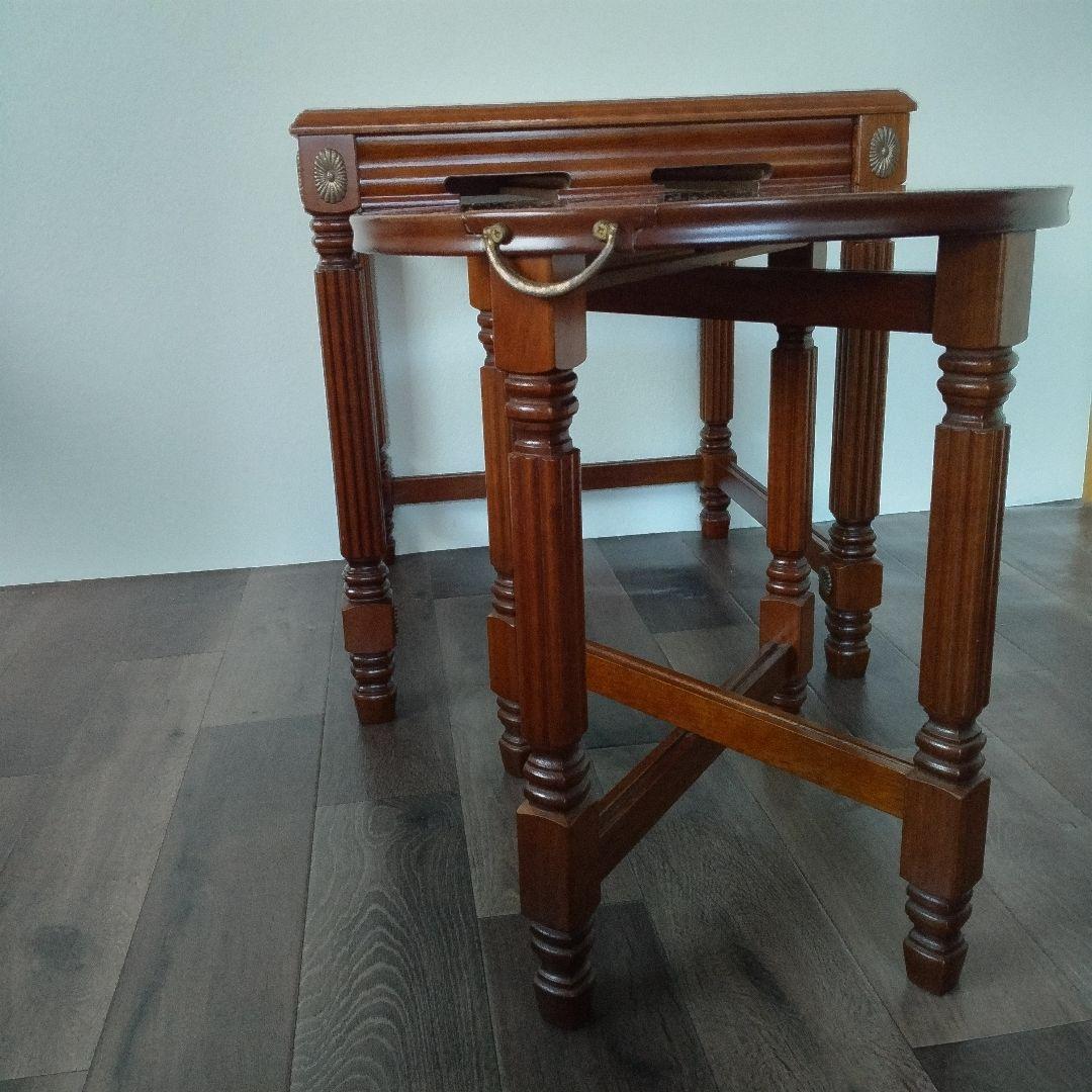 ✩アンティークテーブル ＋折り畳みテーブルセット　ダークブラウン　美品✩