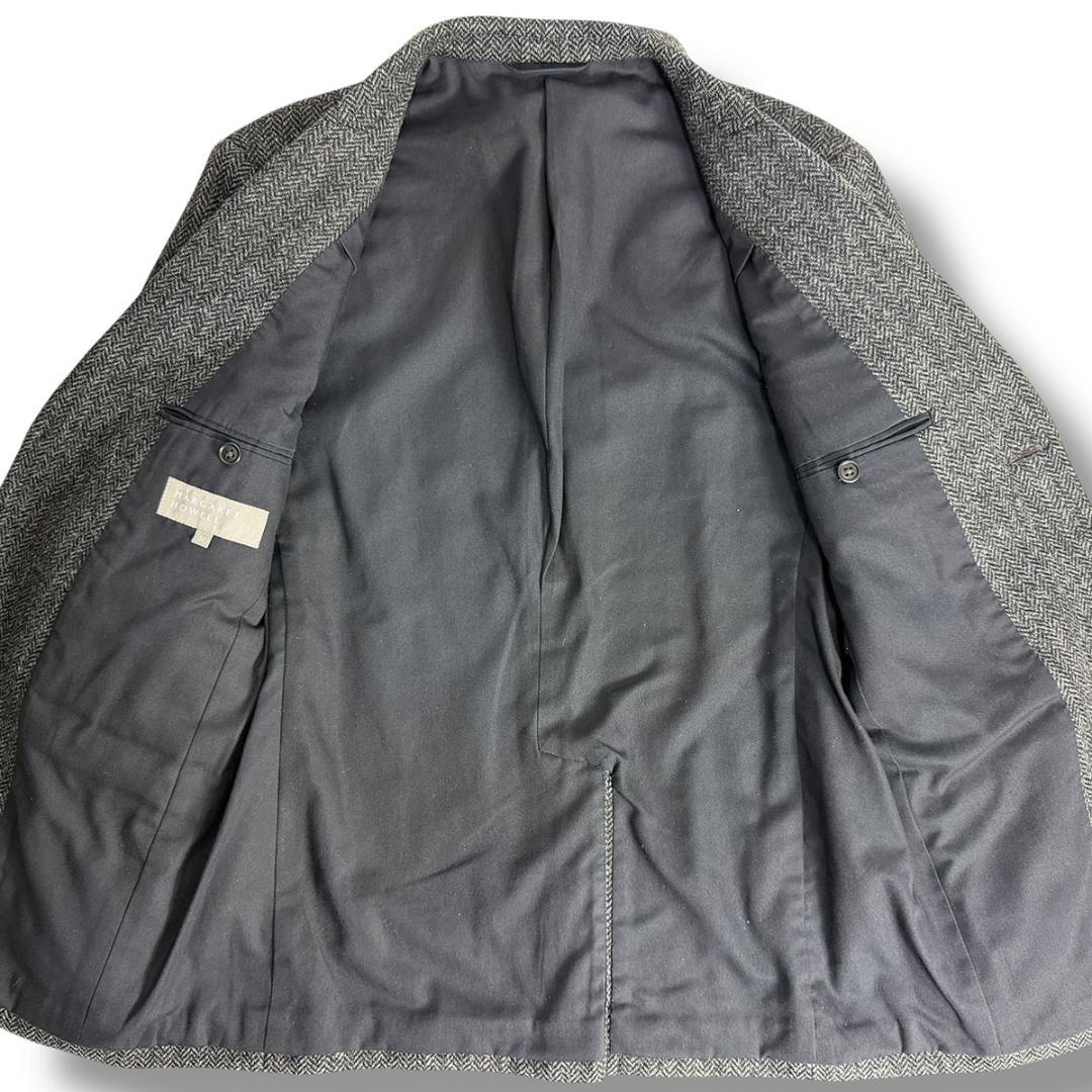 J7403 美品 マーガレットハウエル 包み釦ヘリンボーンツイードジャケット M