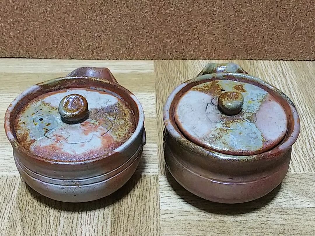 蔵出し品 備前焼 手造宝瓶 作家造 煎茶道具2個