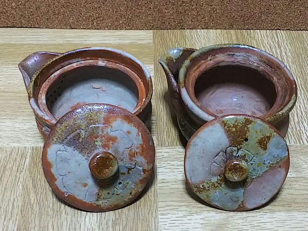 蔵出し品 備前焼 手造宝瓶 作家造 煎茶道具2個