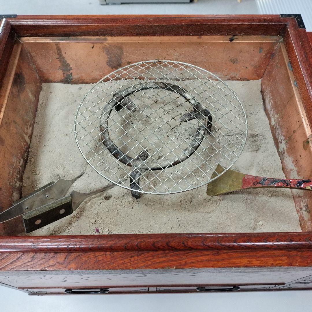 y 木製 和風アンティーク火鉢 引き出し付き