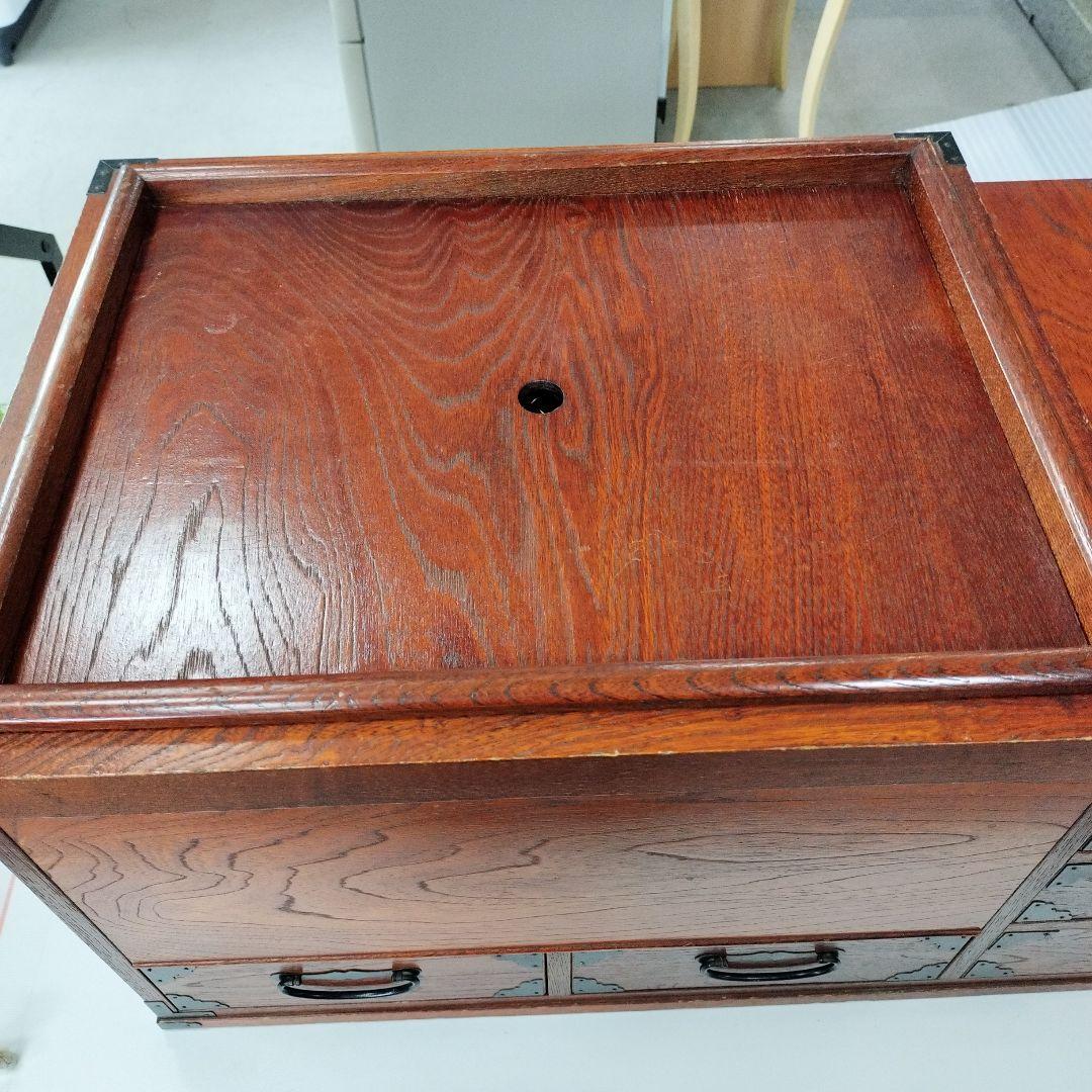 y 木製 和風アンティーク火鉢 引き出し付き