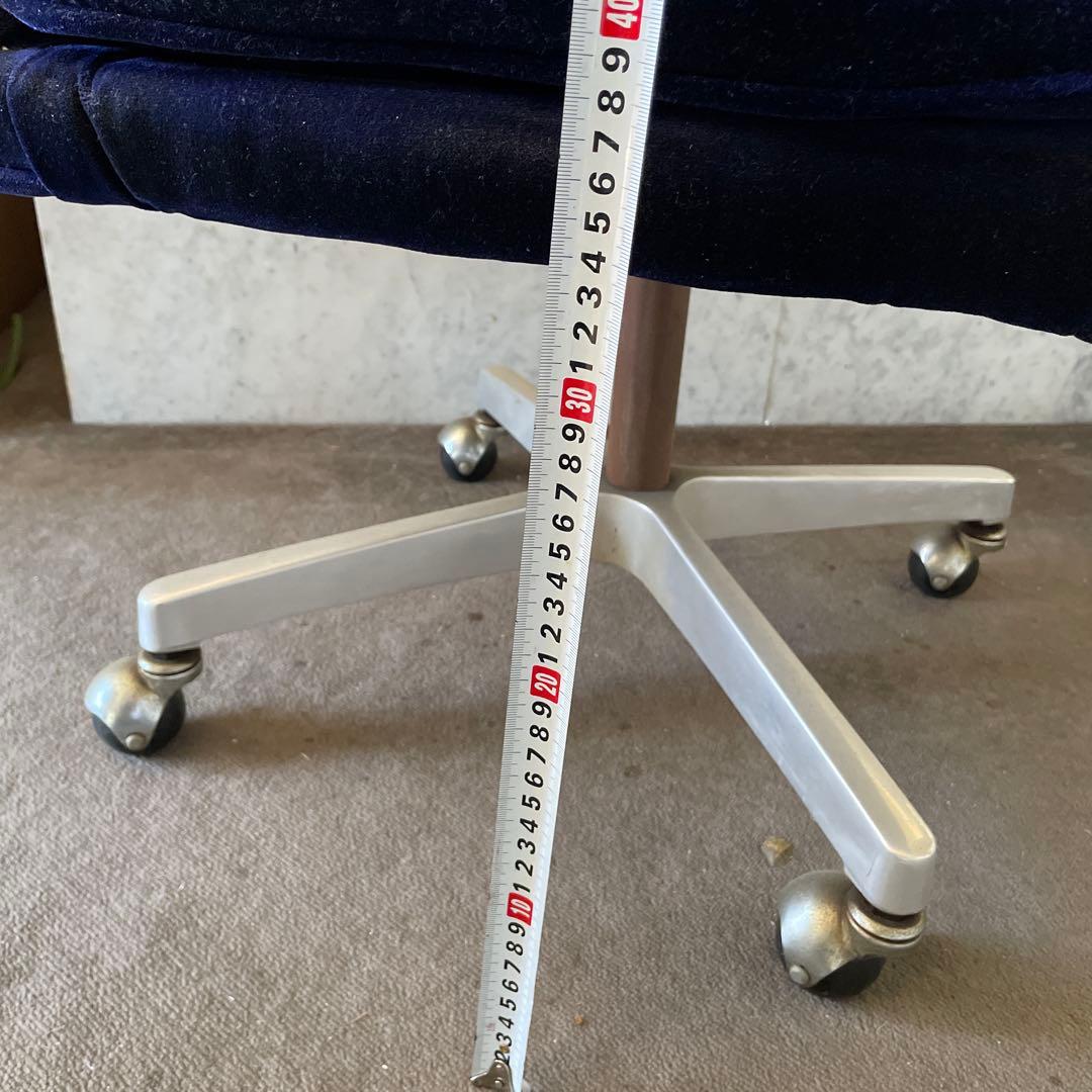 昭和レトロ ネイビー ベルベット ダイニングチェア